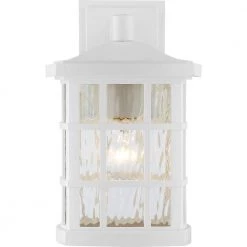 Stonington 1-Light White Outdoor Wall Lantern Sconce by Quoizel -Quoizel Sales white lustre quoizel outdoor sconces snn8408w 4f 1000
