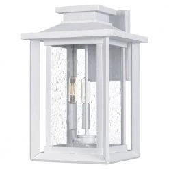Wakefield 3-Light White Lustre Outdoor Wall Lantern Sconce by Quoizel