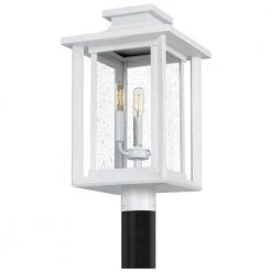 Wakefield 1-Light White Outdoor Post Lantern by Quoizel -Quoizel Sales white lustre quoizel post light sets wkf9011w 4f 1000