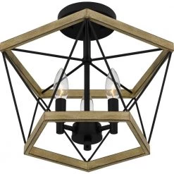 Wintergreen 15 in. 3-Light Whitewashed Walnut Semi-Flush Mount by Quoizel -Quoizel Sales whitewashed walnut quoizel flush mount lights qsf5595wa 1f 1000