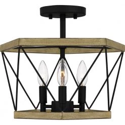 Wintergreen 15 in. 3-Light Whitewashed Walnut Semi-Flush Mount by Quoizel -Quoizel Sales whitewashed walnut quoizel flush mount lights qsf5595wa c3 1000